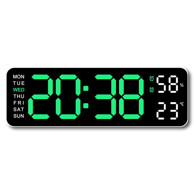นาฬิกาดิจิตอล นาฬิกาดิจิตอลติดผนัง นาฬิกาแขวนผนัง LED DIGITAL CLOCK แสดงวันที่ อุณหภูมิ เขียว E72