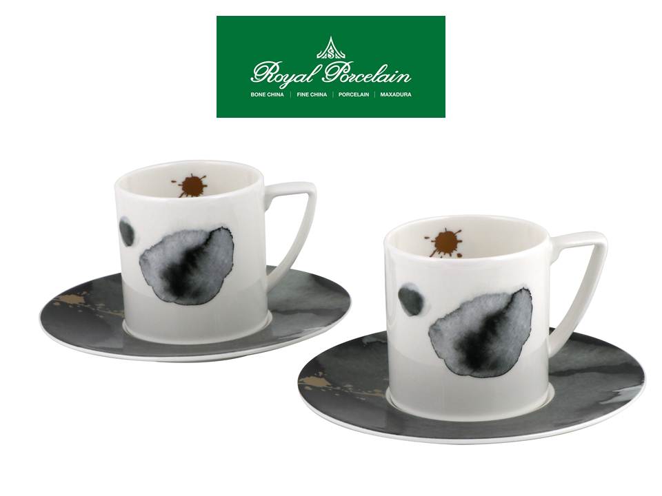 ชุดกาแฟ 2 ที่ ลวดลาย OMBRA เหมาะสำหรับ 2 ท่าน เนื้อโบนไชน่า Bone China เซรามิคเกรดพรีเมี่ยม ROYAL PORCELAIN แบรนด์รอยัล ปอร์ซเลน ราคา 789 บาท*ส่งฟรี