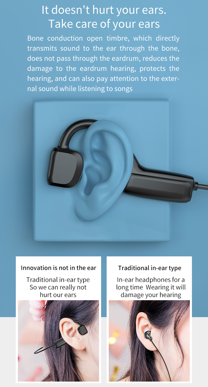 มุมมองเพิ่มเติมเกี่ยวกับ หูฟังไร้สายหูฟังสำหรับเล่นกีฬาพร้อมไมโครโฟนไม่มีเสียงรบกวนสำหรับออกกำลังกายออกกำลังกาย หูฟังบลูทูธการนำกระดูก 5.0