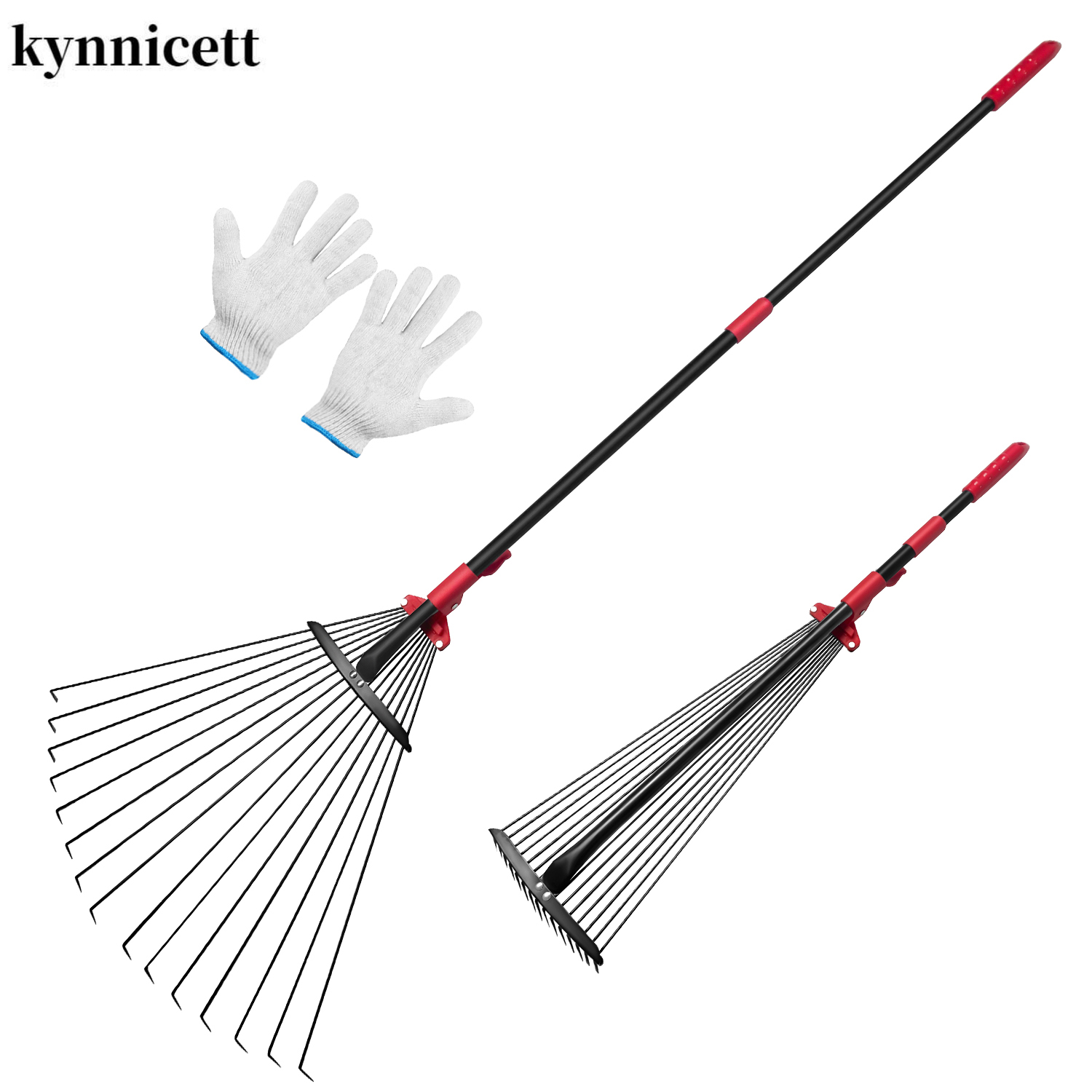 Adjustable Garden Leaf Rake - Telescopic 0.8 to 1.6M Metal Rake Free Gloves Expandable Folding Leaves Rake for Lawn Yard Flowers Beds and Roof ราคา 466 บาท*ส่งฟรี
