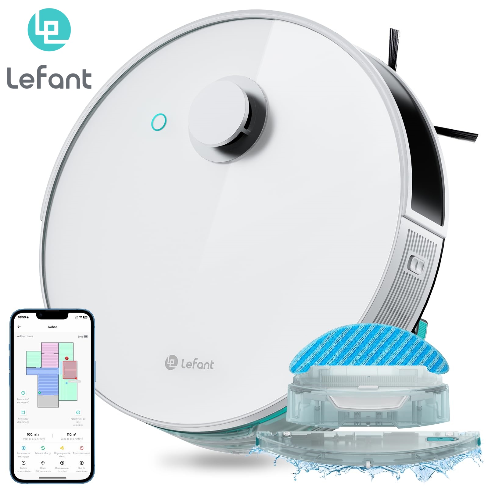 Lefant robot vacuum and mopping in one machine, suction force 4000pa, precise mapping with lidar and dtof sensor ราคา 28,888 บาท*ส่งฟรี