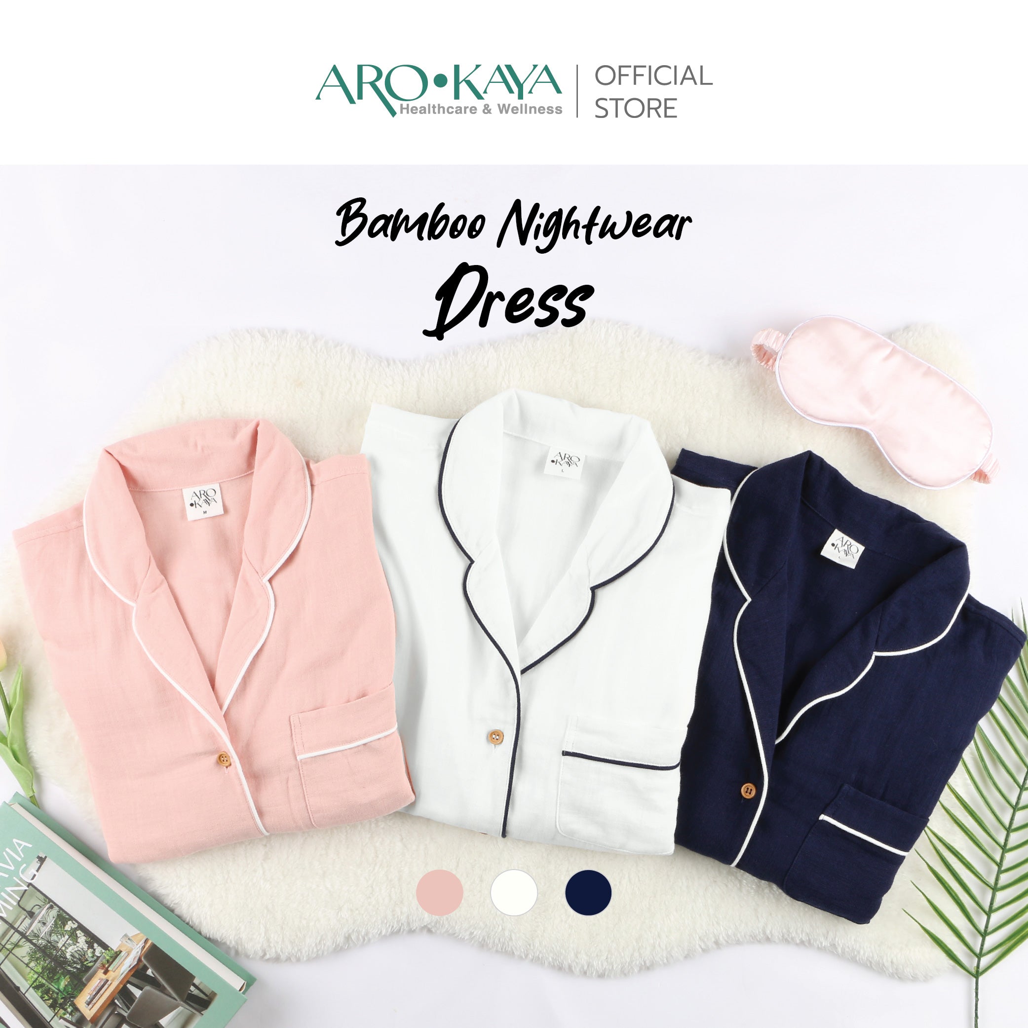 Arokaya Bamboo Nightwear ชุดนอนเดรสเยื่อไผ่ ผ้านิ่ม ใส่สบาย รุ่น Dress - AC2701 ราคา 1,643 บาท*ส่งฟรี