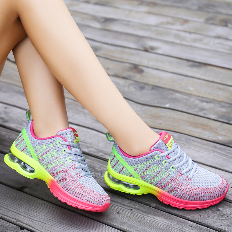 รองเท้าวิ่งกีฬาผู้หญิงกลางแจ้งระบายอากาศสบายรองเท้าน้ำหนักเบารองเท้าผ้าใบตาข่ายกีฬา