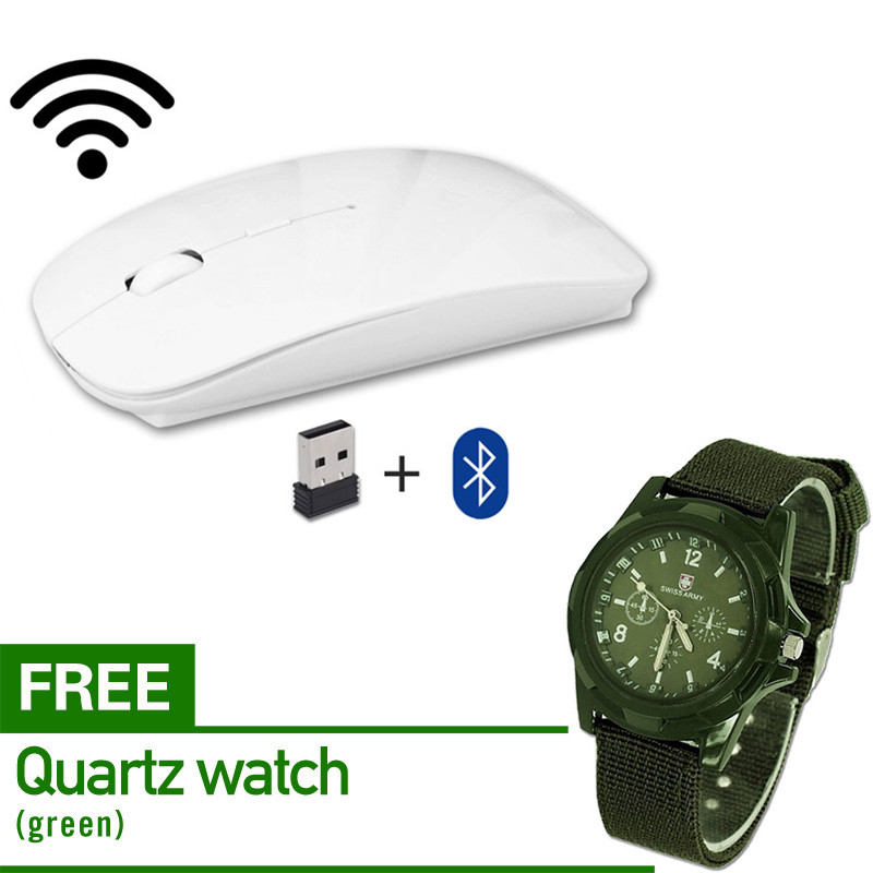 Wireless Mouse มีแบตในตัว ปุ่มกดเงียบ มีปุ่มปรับความไวเมาส์ DPI 1000-1600 + ฟรีนาฬิกา Waving คุณภาพสูง