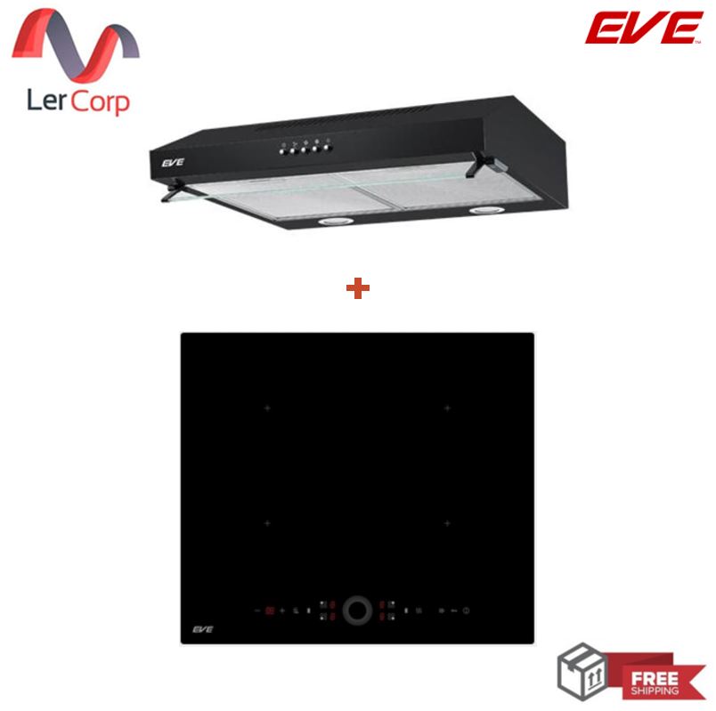 (EVE) เตาแม่เหล็กไฟฟ้า 4 หัว HB60-4INDBRIDGE/TCR + เครื่องดูดควัน HF-BK102AT-60 ราคา 21,990 บาท*ส่งฟรี