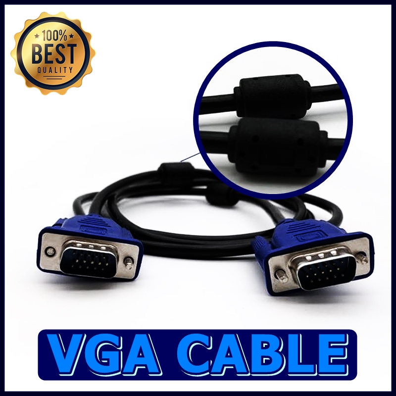 VGA Cable สาย M/M (หัวสีน้ำเงิน สายดำ)