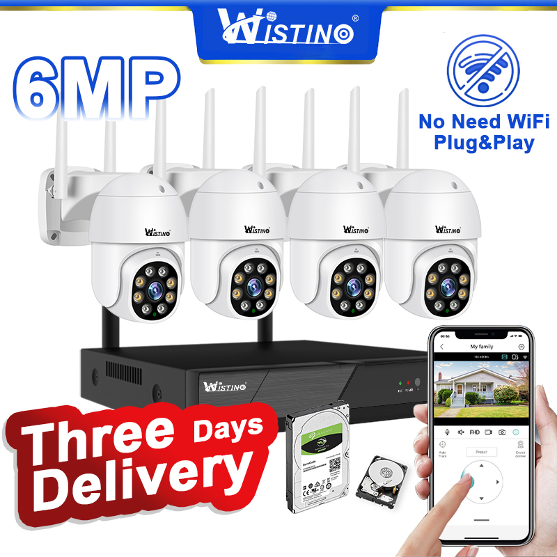 【3day】 wistino CCTV WiFi camera set 4ch FHD 6MP outdoor motion detection audio night vision security CCTV camera set 4 CCTV cameras ราคา 2,999 บาท*ส่งฟรี