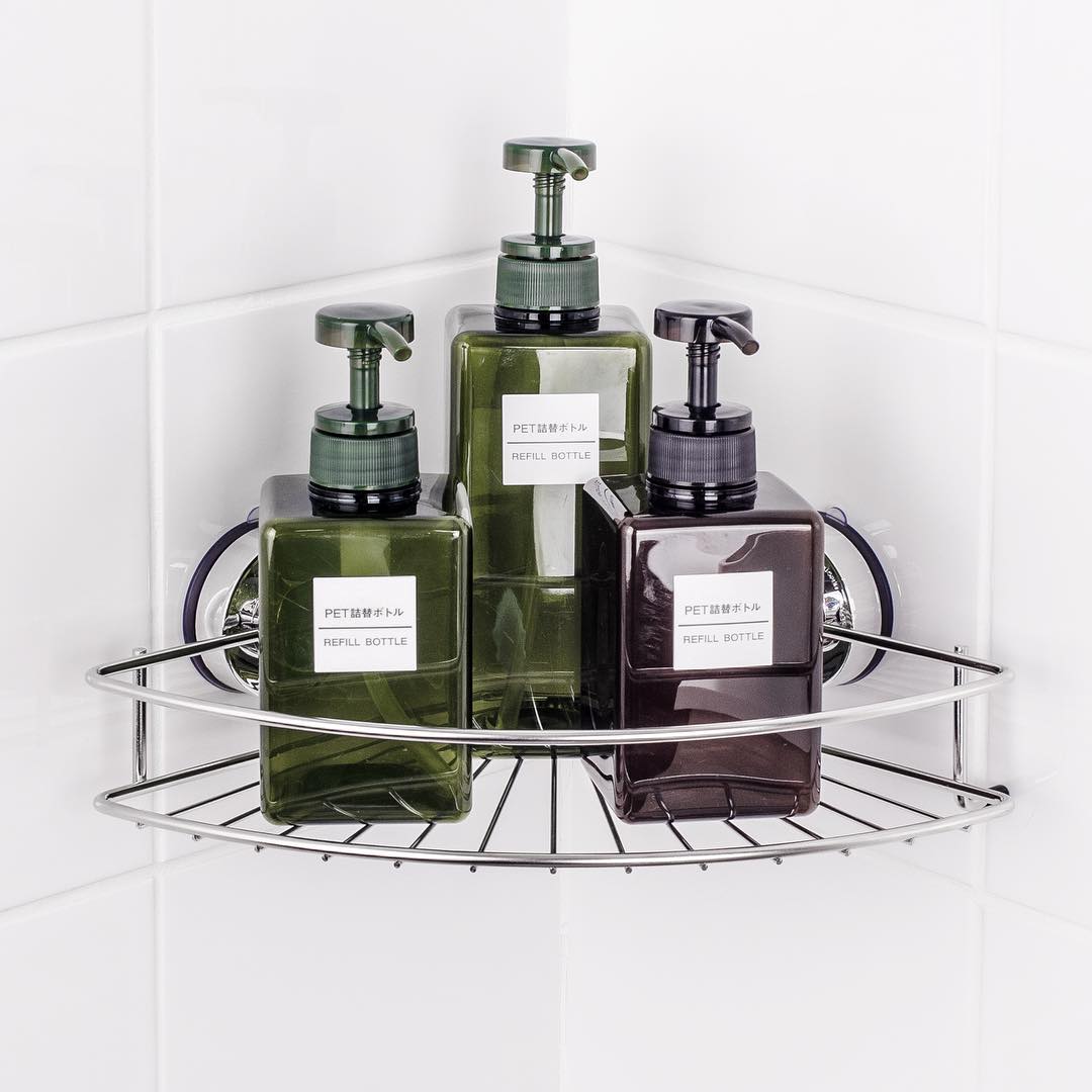 DeHUB ชั้นวางของเข้ามุม ที่วางของ เข้ามุม ชั้นวางของ ติดมุม ที่วางในมุม ในห้องน้ำ ตัวล็อคสุญญากาศ ไม่ต้องเจาะกำแพง ผนัง stainless steel 304 ราคา 899 บาท*ส่งฟรี