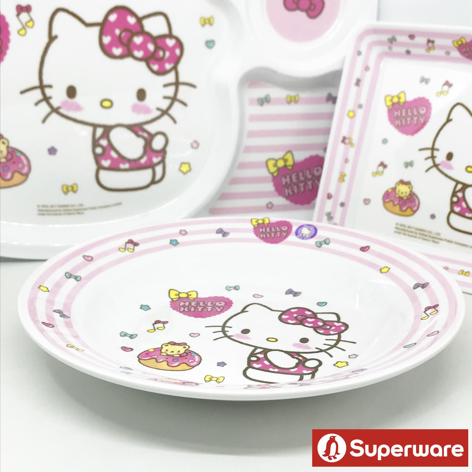 [ขายแยกชิ้น] ช้อนส้อมเด็ก จานชาม ถาดหลุม แก้วน้ำเด็ก Sanrio Kitty คิตตี้ - โดนัท ศรีไทยซุปเปอร์แวร์ / 1 ชิ้น