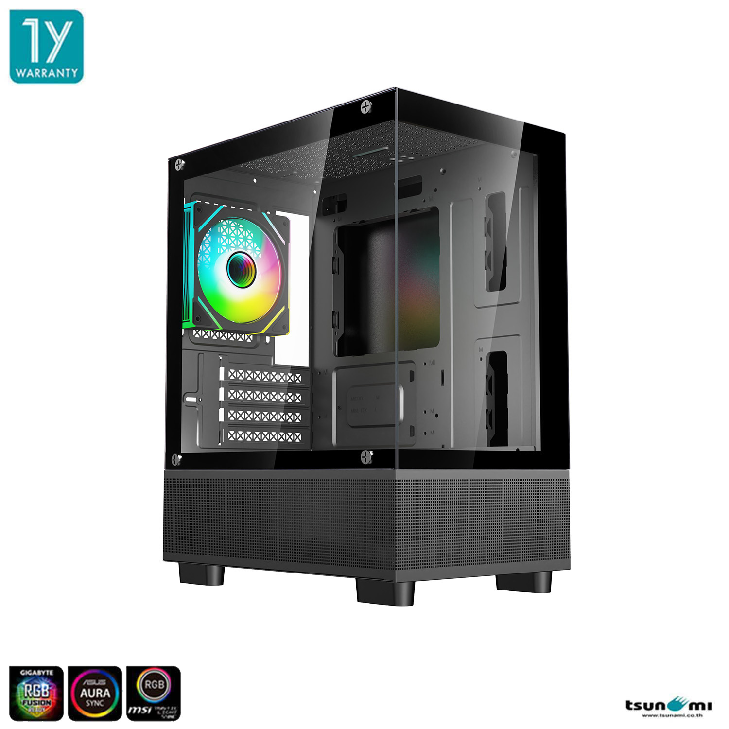 เคสคอมพิวเตอร์ Tsunami Lite Series Borus Panorama MATX Gaming Case with ARGB Cooling Fan X1 รับประกันสินค้า 1 ปี ราคา 949 บาท*ส่งฟรี