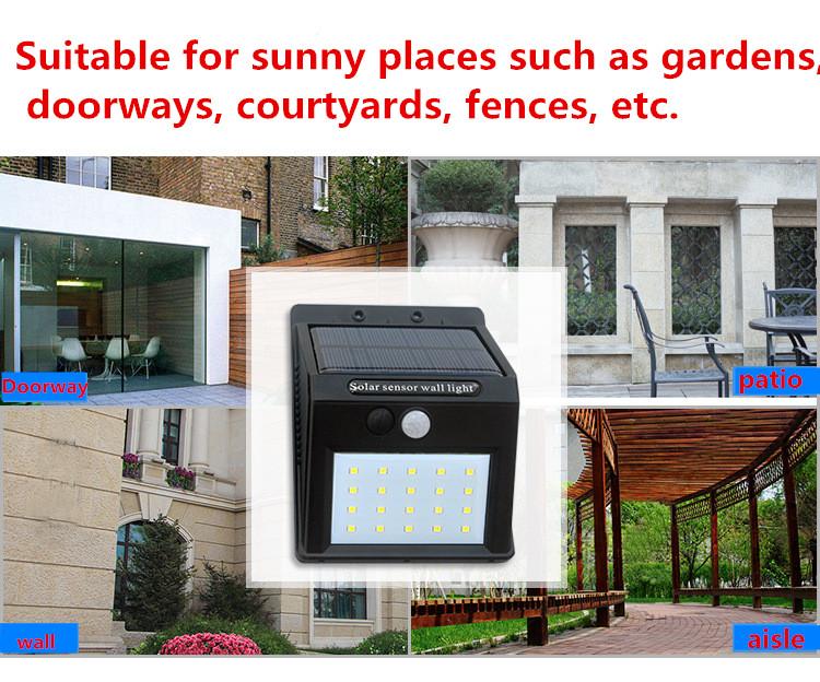 LED 20 32 54 90แบบติตตั้งผนัง พลังงานแสงอาทิตย์ Motion Sensor Solar Power Led 20 Light Outdoor Garden Wall Lamp Waterproof