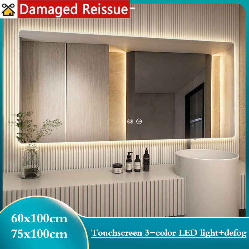 kingdom Square Smart Mirror Bathroom Large Size Mirror Customized Mirror Bedroom Mirror Deffog Mirror 3 Color Light Mirror Makeup Mirror Dimming Mirror Super Luxury Bathroom Mirror ราคา 4,200 บาท*ส่งฟรี