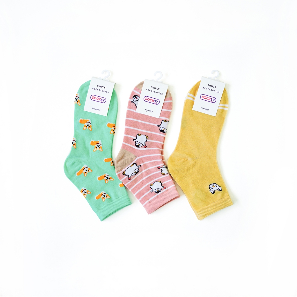 Socksy ถุงเท้าแฟชั่น รุ่น LKK-0003 คละสีสด (แพ็คสุดคุ้ม12คู่) ราคา 300 บาท*ส่งฟรี