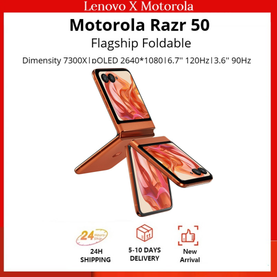 【Free Moto Buds】Motorola Razr 50 MTK Dimensity 7300X 5G Folded pOLED 6.9 inch Screen 3.6 inch Large Outside Screen 120Hz Mobiles Phone Android 50MP Dual SIM Dual Standby ราคา 17,599 บาท*ส่งฟรี