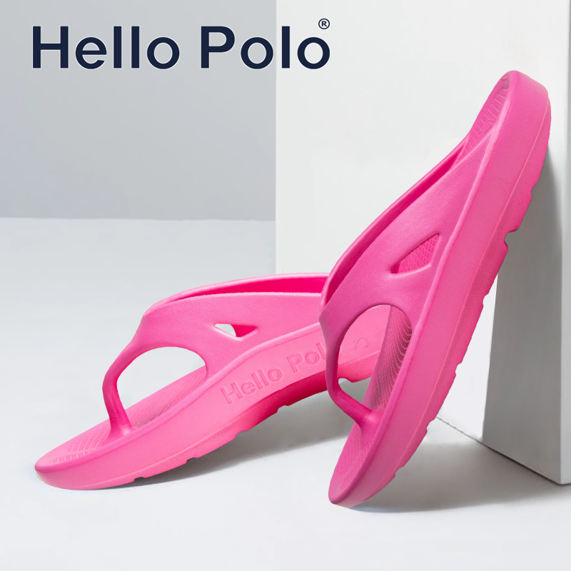 Hello polo clip-on sandals women's indoor and outdoor comfort slippers thick heel 3 cm soft sole non-slip comfortable slippers for women's hp8002 ราคา 129 บาท*ส่งฟรี