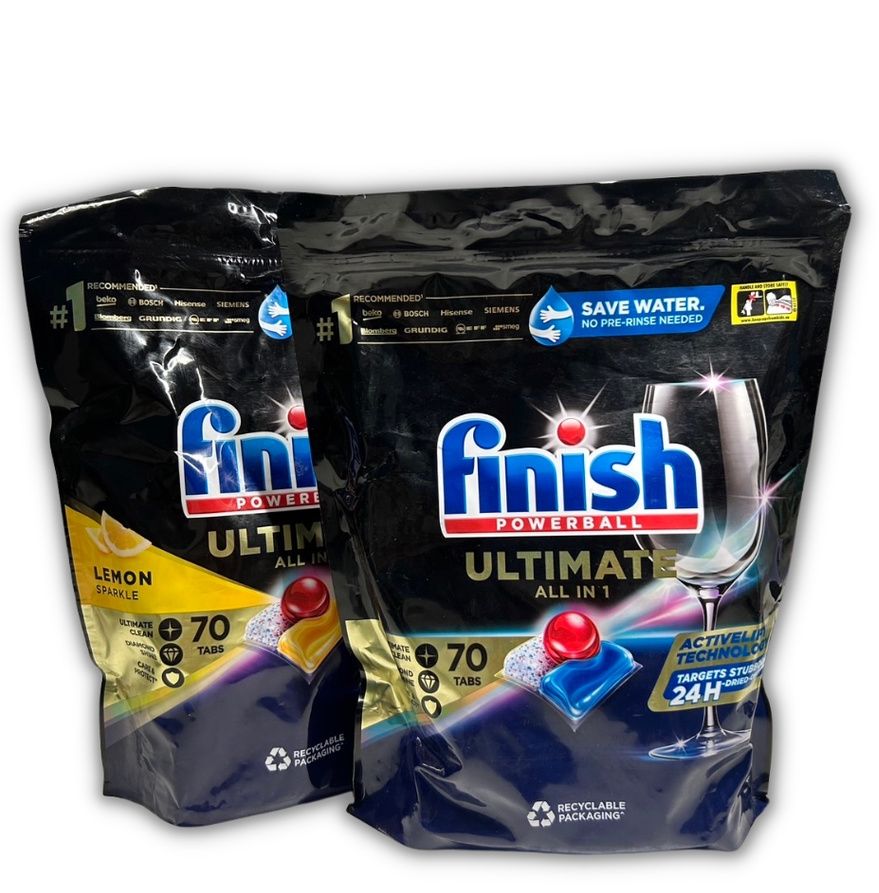 Finish ลูกบอลเจลน้ำยาล้างจาน 70 tabs all in1 Quantum Ultimate ก้อนล้างจาน​ เม็ดน้ำยาเครื่องล้างจาน ลูกเจลบอล ราคา 703 บาท*ส่งฟรี