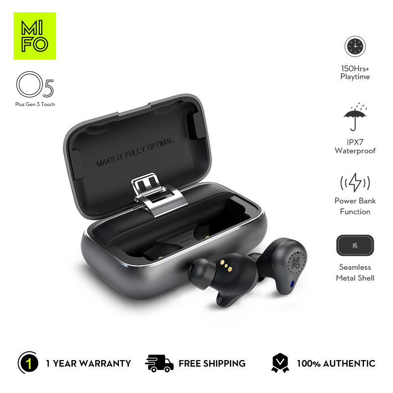 Mifo O5 Plus Gen 3 Touch TWS – 150+ Hours Battery Life, Dual Mic Noise Cancelling, Reverse Charging, IPX7 Waterproof, Metal Design ราคา 1,890 บาท*ส่งฟรี