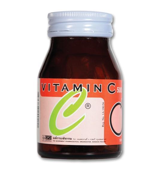 2 ขวด Vitamin C 500 mg 100 Tabs. GPO วิตามินซี 500 มิลลิกรัม 100 เม็ด