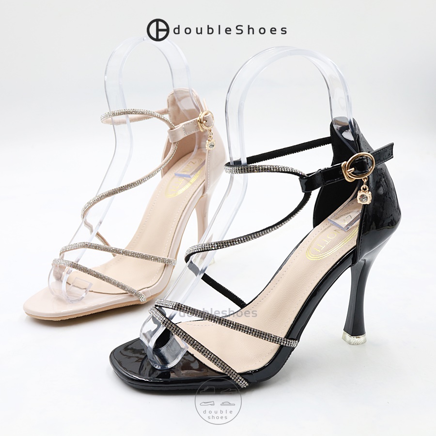 Zanotti (QY21740) คัทชู ออกงาน สายคริสตัล ส้นสูง 3.5" สีดำ,ครีม ไซส์ 35-40 - ยี่ห้อ ZANOTTI ราคา 458 บาท*ส่งฟรี