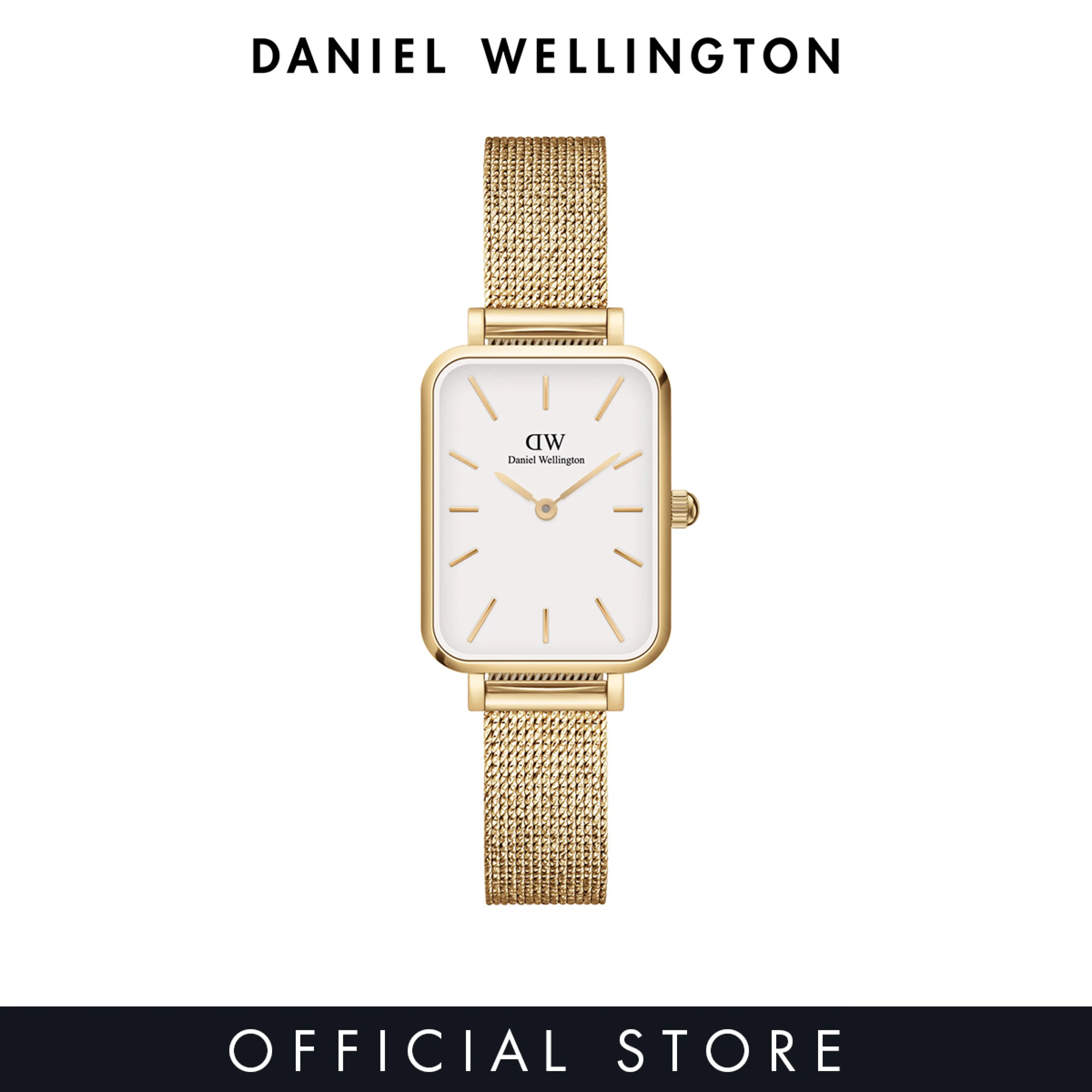 Daniel Wellington Quadro Pressed Melrose 20x26mm Evergold White Dial Watch