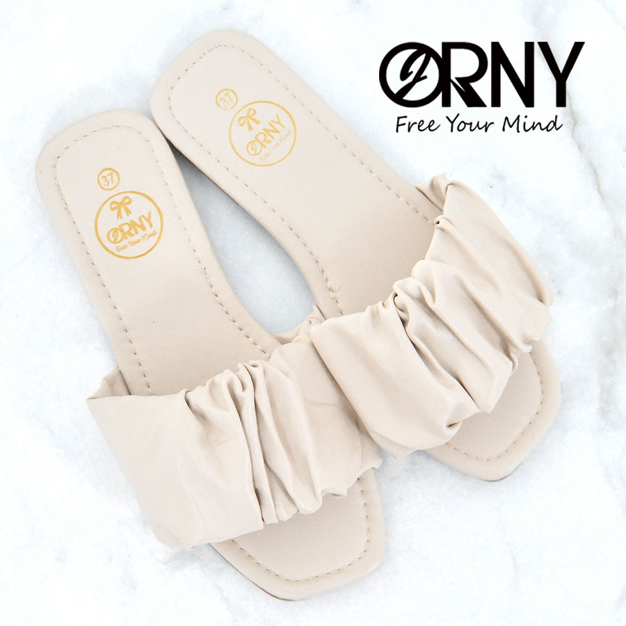 รูปภาพเพิ่มเติมเกี่ยวกับ ของแท้  ORNY(ออร์นี่) ® รองเท้าบาร์บี้ รองเท้าแตะนุ่มๆ หนังย่น ทรงน่ารักมาก รุ่น OY293