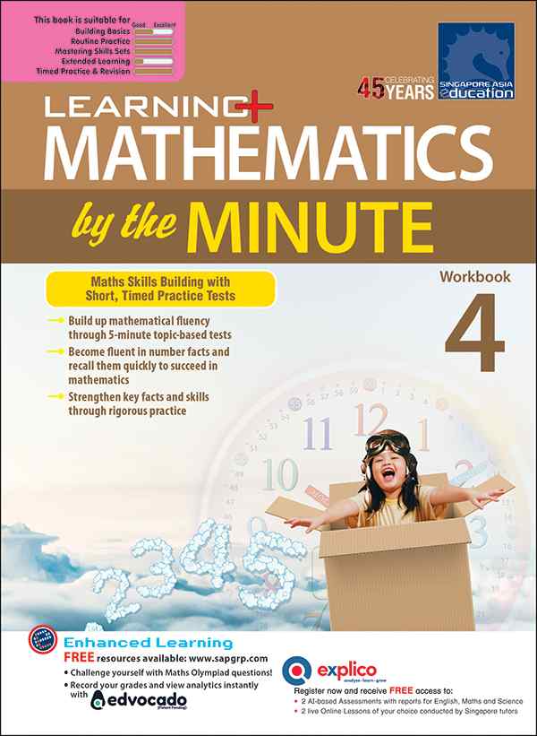 หนังสือส่งเสริมการเรียนรู้ พัฒนาตนเอง หนังสือและเครื่องดนตรี SINGAPORE ASIA PUBLISHERS Sap_4 ชั้นประถมศึกษาปีที่ 4 คณิตศาสตร์ แบบฝึกหัดเสริม การเรียนรู้+ คณิตศาสตร์ตามรายนาที สมุดงาน 4 ราคา 395 บาท*ส่งฟรี