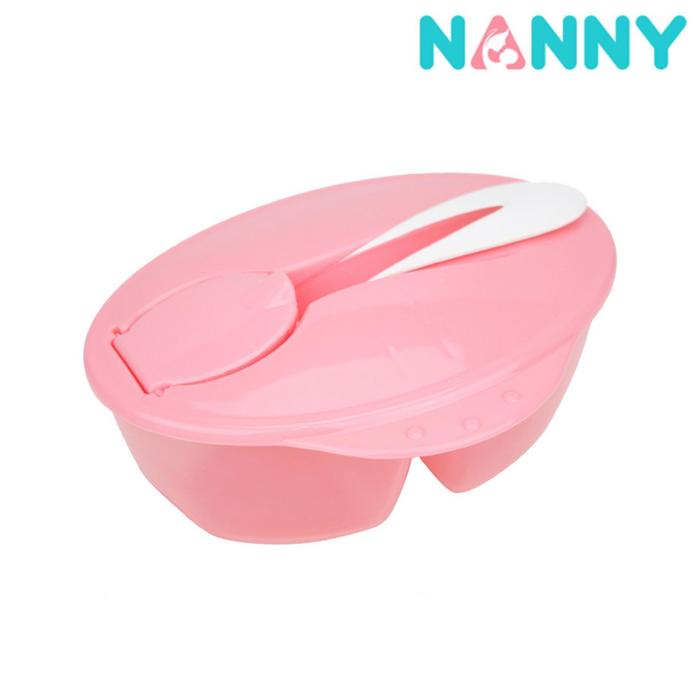 Nanny N105-C ชามป้อนอาหารเด็กแบ่งช่อง + ช้อน