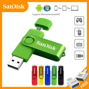 ภาพหน้าปกสินค้าSandisk USB flash drive metal 2 in 1 OTG PenDrive actual capacity 4GB 8G 16G 32GB pen drive 64GB 128GB USB stick ที่เกี่ยวข้อง