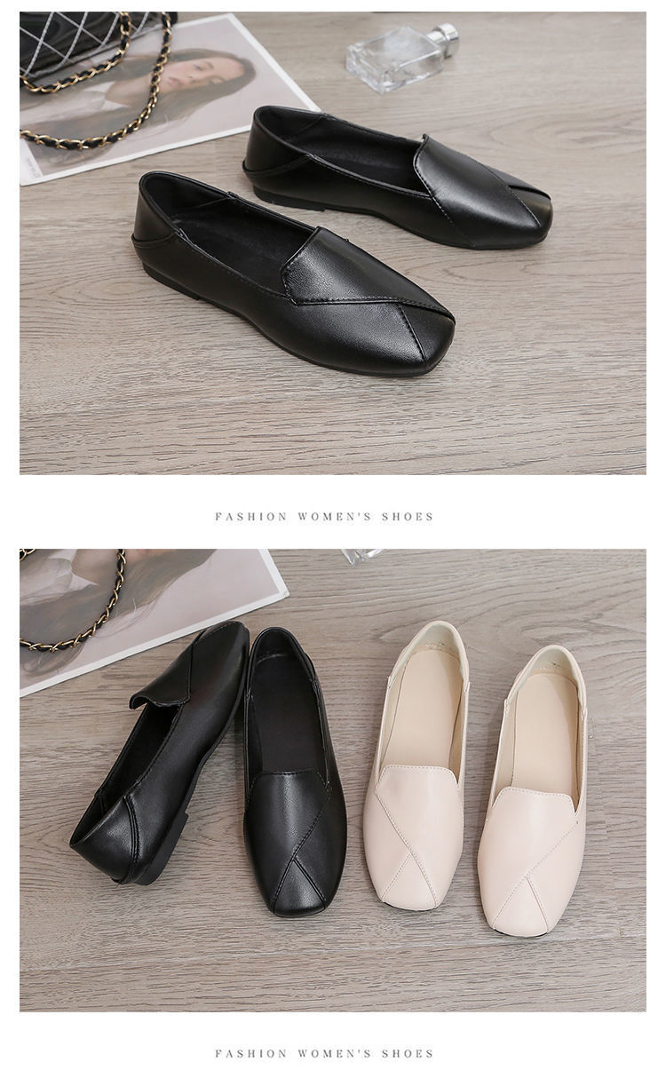 wtMei Fashion Small Leather Shoes Women's New Flat-soled Large Size Doll Single Shoes Soft Leather Low Heel Loafers Shoes