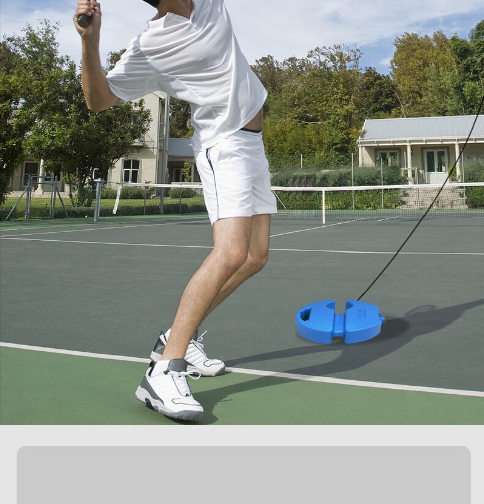 ภาพอธิบายเพิ่มเติมของ เทนนิส Training ball แท่นฝึกซ้อมเทนนิส ฐุกเทนนิสมีเชือก อุปกรณ์ฝึก เทนนิสมีความยืดหยุ่นสูง ไม้เทนนิสสำหรับการฝึก รีบาวด์อัตโนมัติ tennis racket