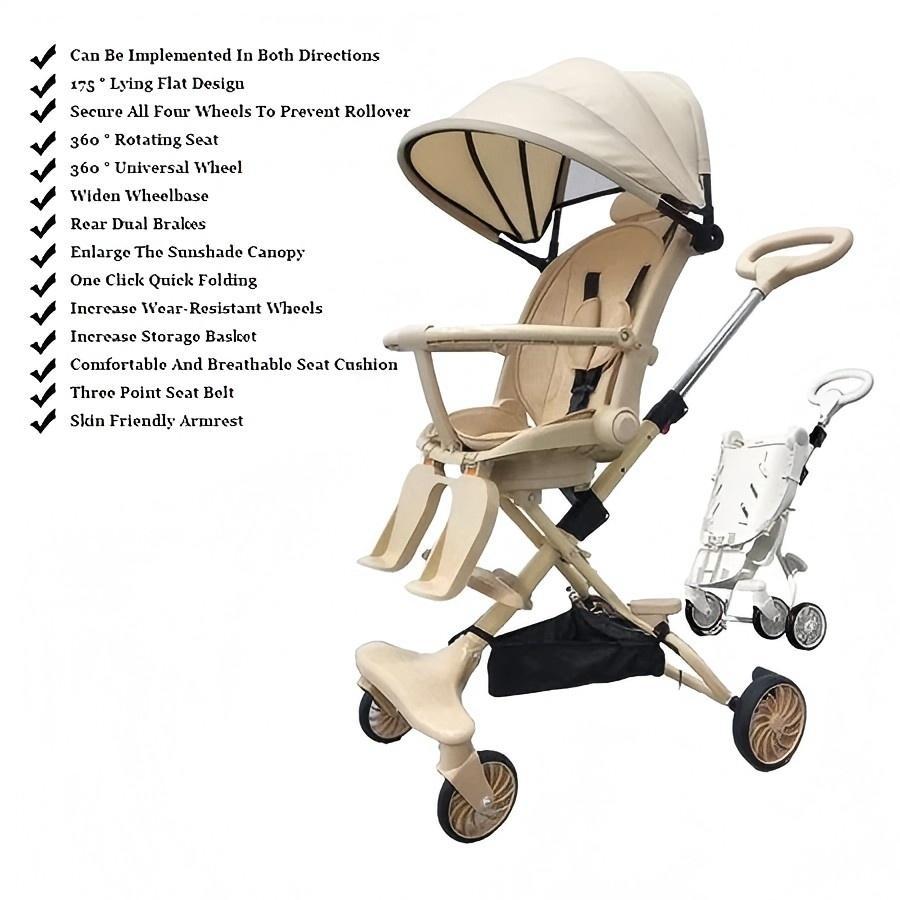Baby Mabo รถเข็นเด็ก 4ล้อ พับได้ หมุน 360° น้ำหนักเบา สำหรับเด็ก 0-6 ปี