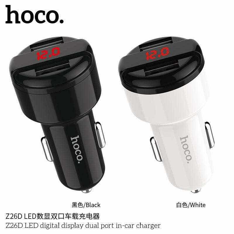 HOCO Z26D Kingkong Car Changer ที่ชาร์จในรถ 2 USB (3A) พร้อมจอ LED แท้