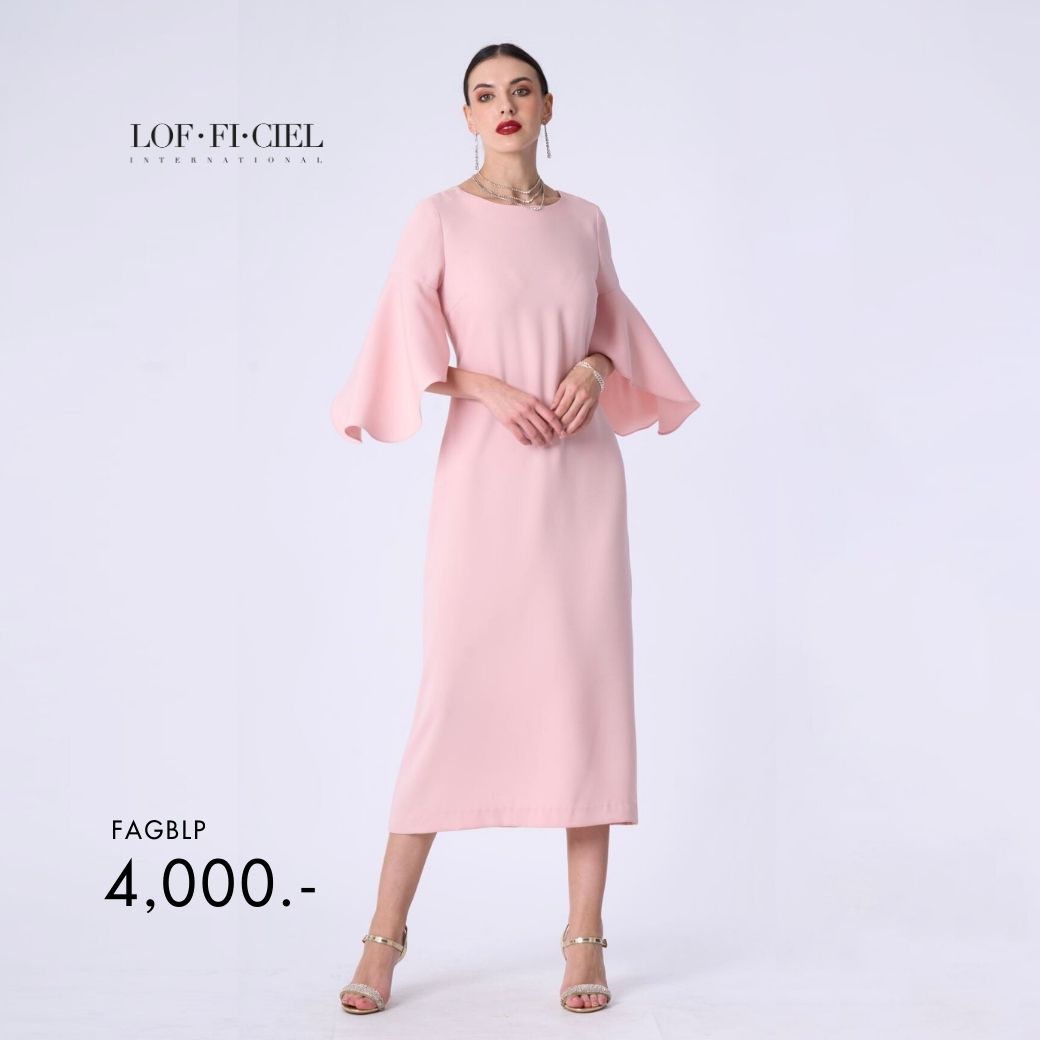 LOFFICIEL ชุดเดรสไปดินเนอร์ เดรสปาร์ตี้ เดรสยาว จูบิลี่ แม็กซี่ แขนระบาย สีชมพู (FAGBLP) ราคา 4,000 บาท*ส่งฟรี