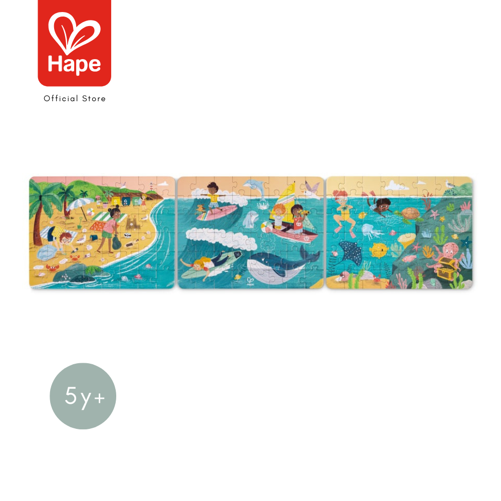 Hape - Ocean Friends Puzzle 48-Piece Story-Telling Puzzles, 3 Sets, Go to the Sea with Friends, 5Y+ ราคา 590 บาท*ส่งฟรี
