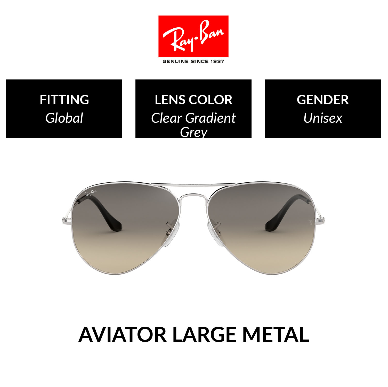 Ray-Ban Aviator Large Metal - RB3025 003/32 แว่นตากันแดด rayban ราคา 7,150 บาท*ส่งฟรี