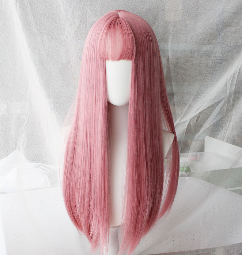 Tóc Giả 65Cm Cho Nữ Tóc Giả Dài Nguyên Đầu Tự Nhiên Thực Tế Tóc Mái Không Khí Nổi Tiếng Trên Internet, Màu Đen Tóc Thẳng Dài Cosplay Trang Trí Mặt Cá Tính