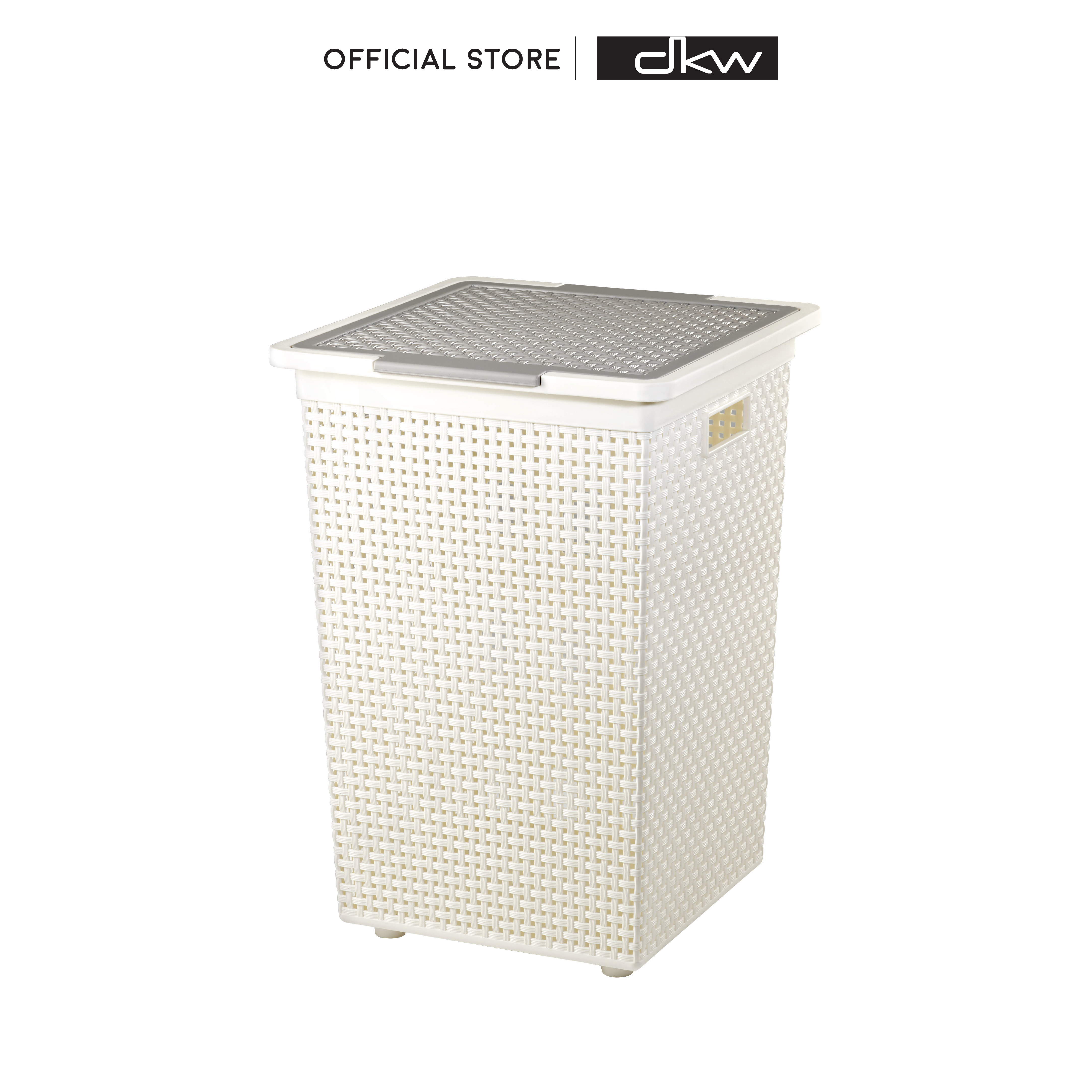 DKW HH-1110 ตะกร้าใส่ผ้าลายสาน มีฝาปิด (มี 2 สี) Square laundry basket with lid ราคา 468 บาท*ส่งฟรี