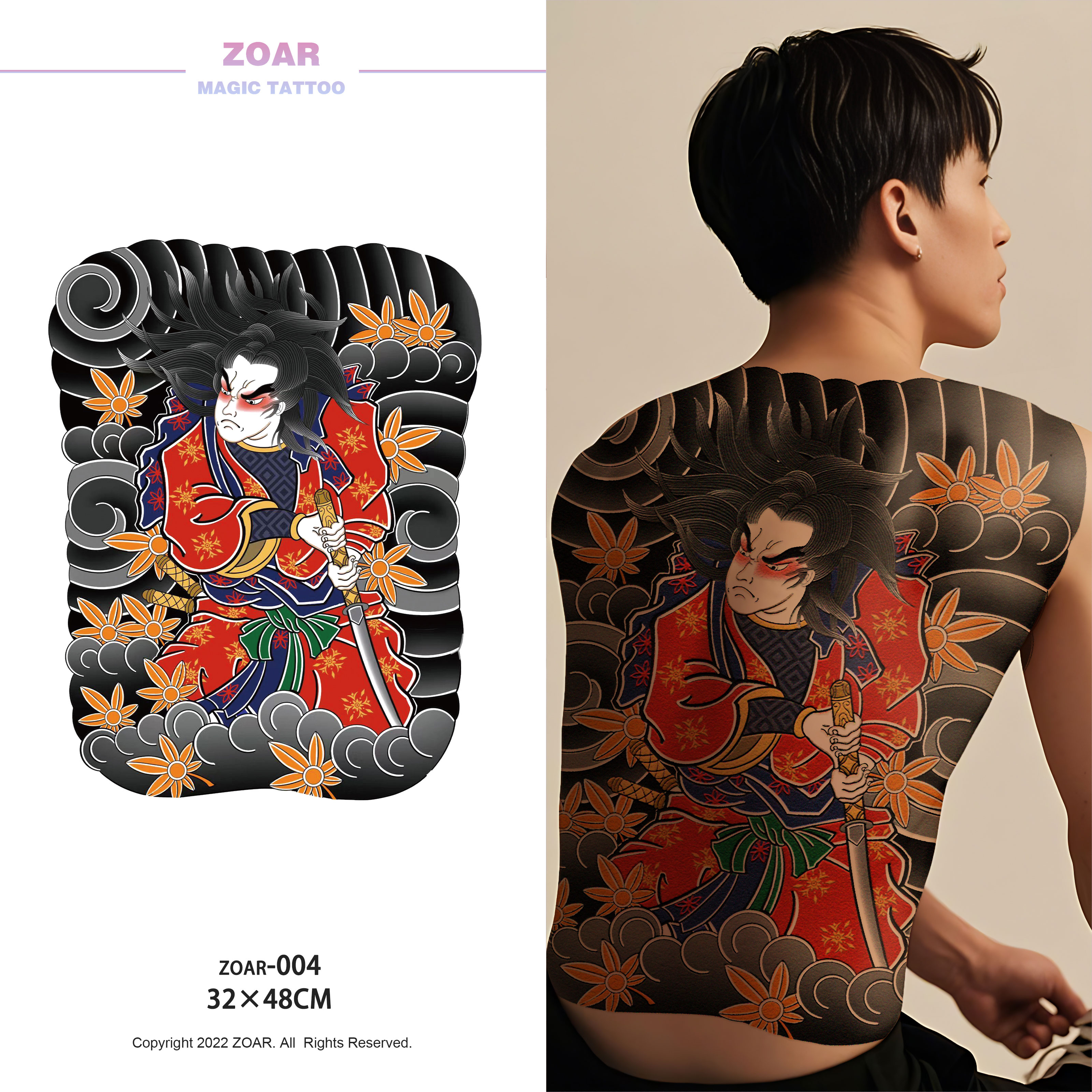 ZOAR พร้อมส่ง L23 color Magic tattoo สติ๊กเกอร์แทททูเต็มหลัง เมจิกแทททู สี สติ๊กเกอร์ง่ายๆ