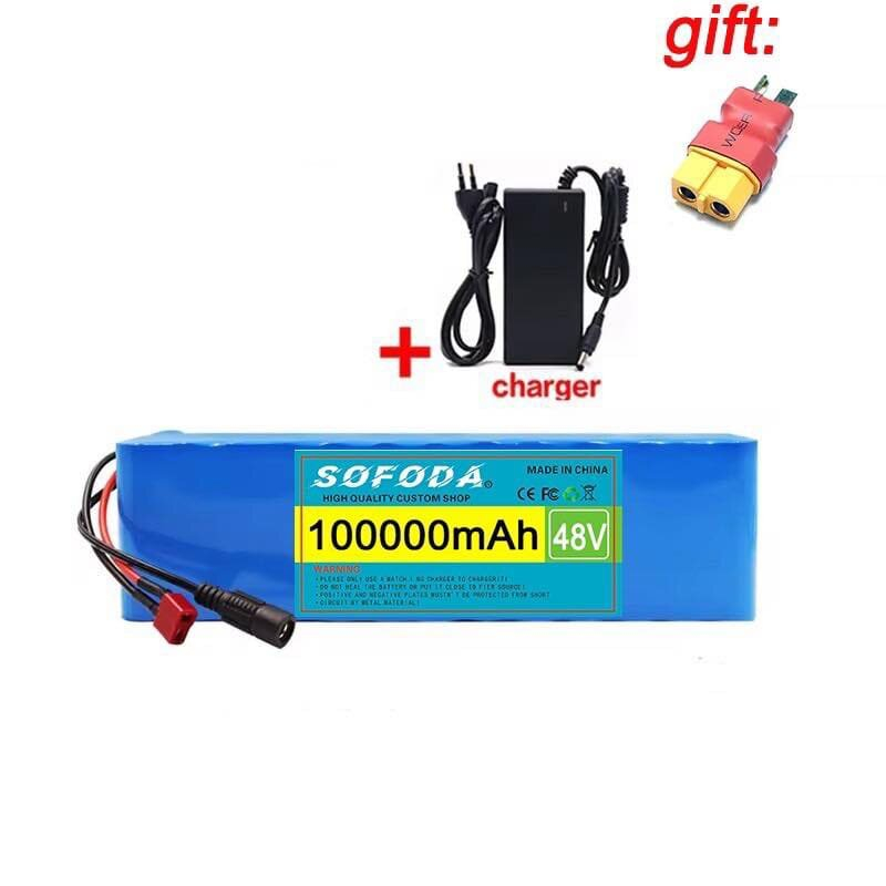 ((Free Charging Cable/Converter)) Lithium Battery 48V 30Ah/48Ah/100Ah 1000W E-Bike Battery 54.6V Bms + Charger Genuine Lithium Ion Battery Battery Lithium Ion Can Be Used with Electric Bicycles, Electric Tricycles, Electric Motorcycles, Electric Scooters,