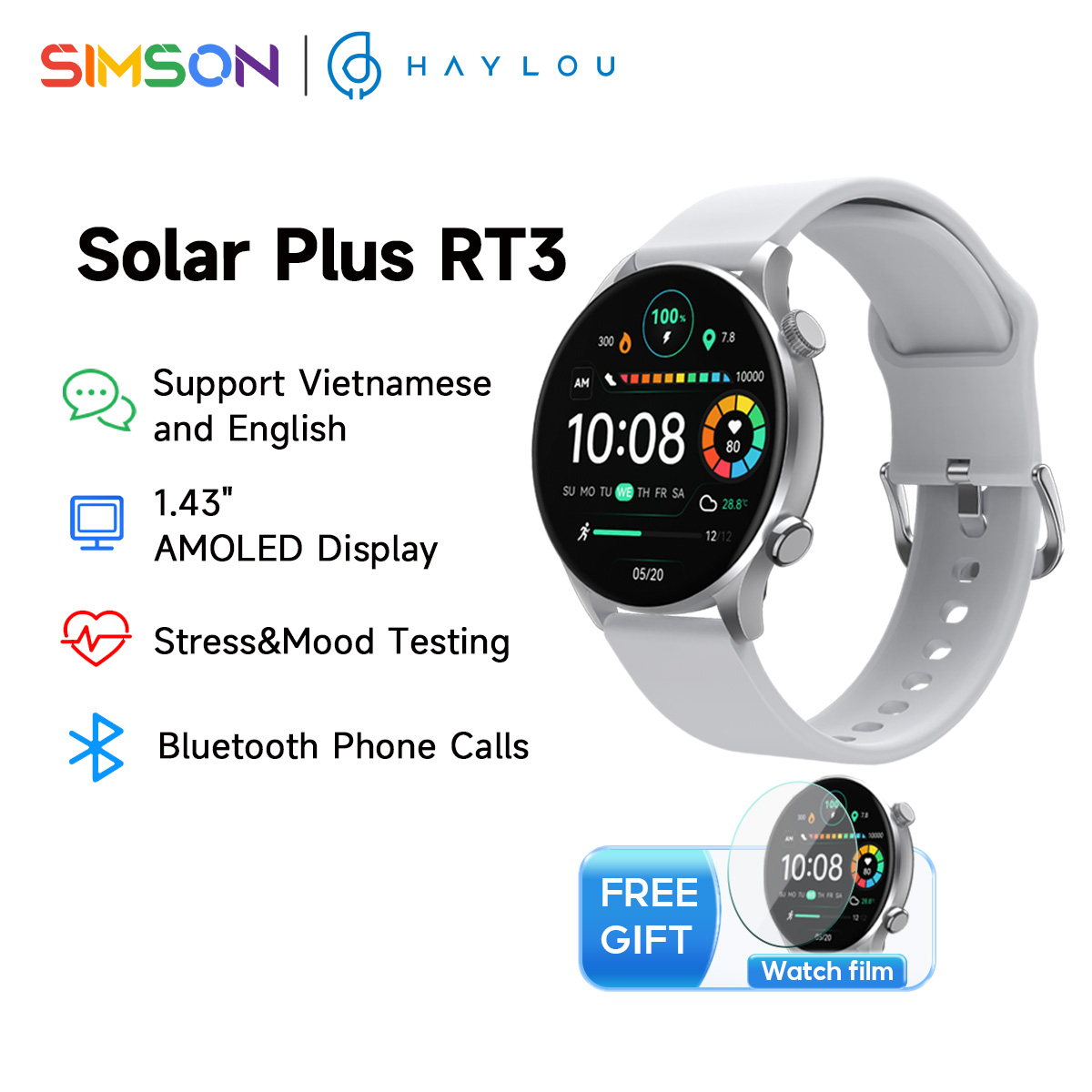 SmartWatch Haylou LS16 Solar Plus RT3 Bluetooth Phone Calls Stress&Mood