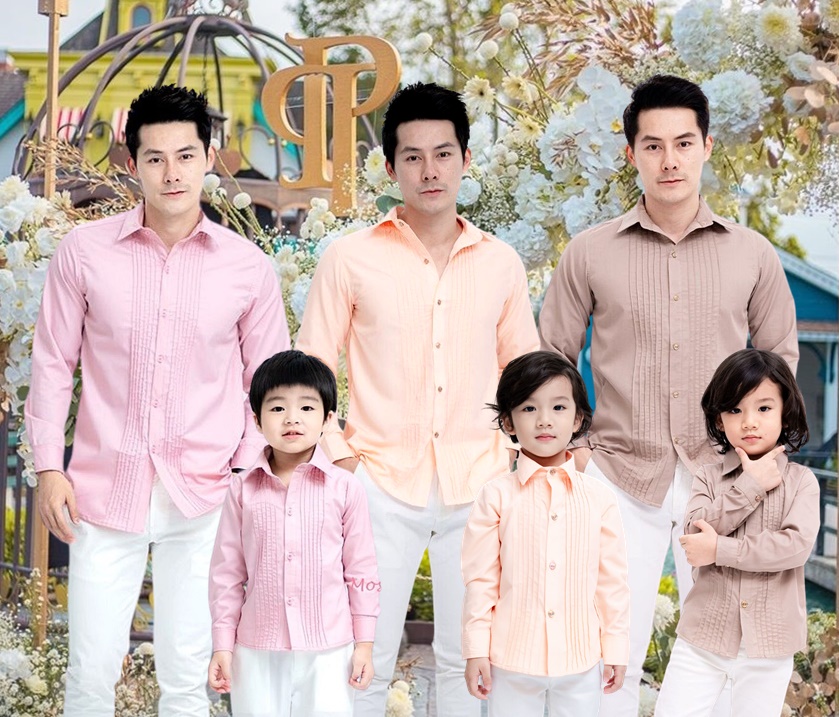 เสื้อเชิ้ตพ่อลูก เสื้อเชิ้ตออกงาน เสื้อเชิ้ตแขนยาว ชุดครอบครัว ชุดพ่อลูก เสื้อเชิ้ต เด็กชาย ผู้ชาย เสื้อเชิ้ตตีเกล็ด ราคา 590 บาท*ส่งฟรี