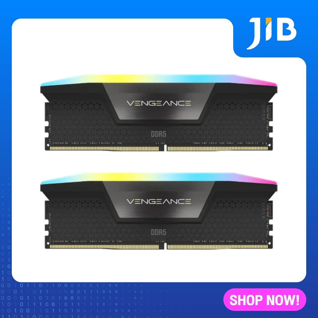 64GB (32GBx2) DDR5 5600MHz RAM (หน่วยความจำ) CORSAIR VENGEANCE RGB DDR5 FOR AMD (BLACK) (CMH64GX5M2B5600Z40K) ราคา 9,450 บาท*ส่งฟรี