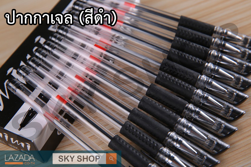 รูปภาพรายละเอียดของ SKY SHOP *12ด้าม/เซ็ต* ปากกา ปากกาเจล หมึกเจล 0.5 มม 12แท่ง มี3สี น้ำเงิน แดง ดำ 0.5 mm หัวเข็ม เปลี่ยนไส้ได้ Gel Pens 12Pcs