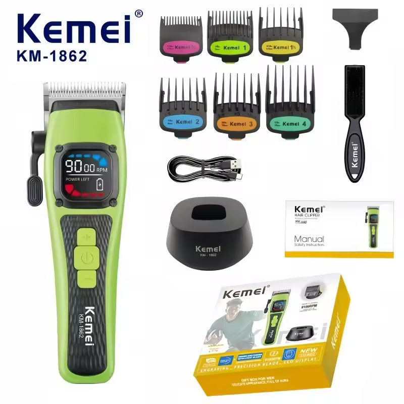 ปัตตาเลี่ยน Keme ปัตตาเลี่ยนไร้สาย ปรับความแรงมอเตอร์ได้ 7000-9000RPM ที่ตัดผมชาย แบตตาเลี่ยน แบตเลี่ยนตัดผม บัตตาเลี่ยน Professional Hair Clipper ราคา 1,990 บาท*ส่งฟรี