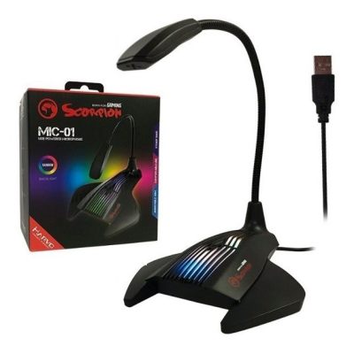MARVO Omnidirectional ไมโครโฟน ตั้งโต๊ะ ระบบมีไฟ เชื่อมต่อผ่าน USB รุ่น MIC-01