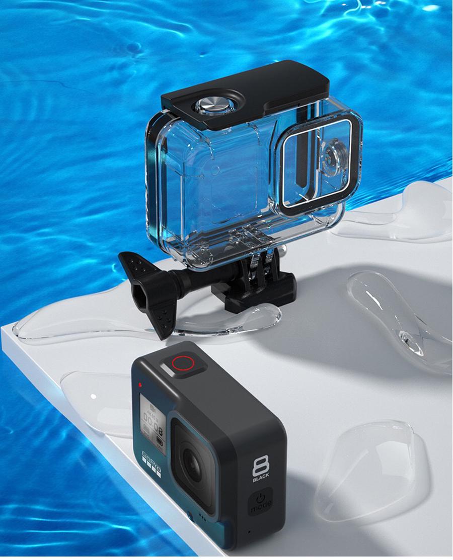 รูปภาพเพิ่มเติมเกี่ยวกับ กันน้ำสำหรับ GoPro Hero 8 สีดำ 60เมตร เคสสำหรับถ่ายรูปใต้น้ำกับวงเล็บอุปกรณ์เสริมสำหรับ GoPro Hero 8 กล้องแอคชั่นแคมเมรา Waterproof Case for Gopro Hero 8 Black, 60M Underwater Ho With Bracket Accessories for Gopro Hero 8 Action Camera