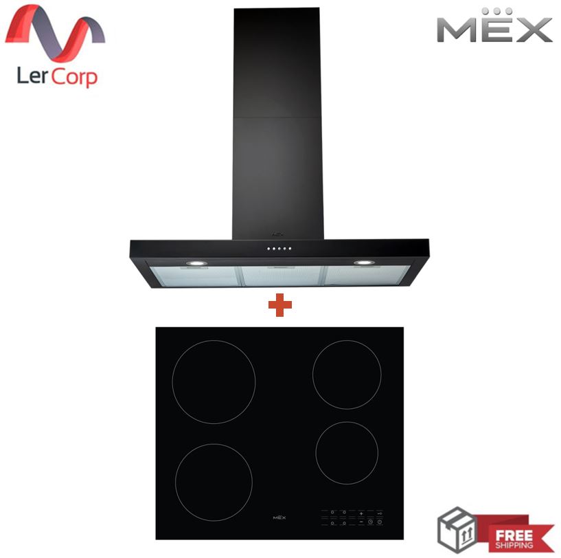 (Mex) เครื่องดูดควันกระโจมทรงกล่อง สีดำ รุ่น K633B90 + เตาไฟฟ้าฐานเซรามิก MEX รุ่น HVC264 ราคา 19,900 บาท*ส่งฟรี