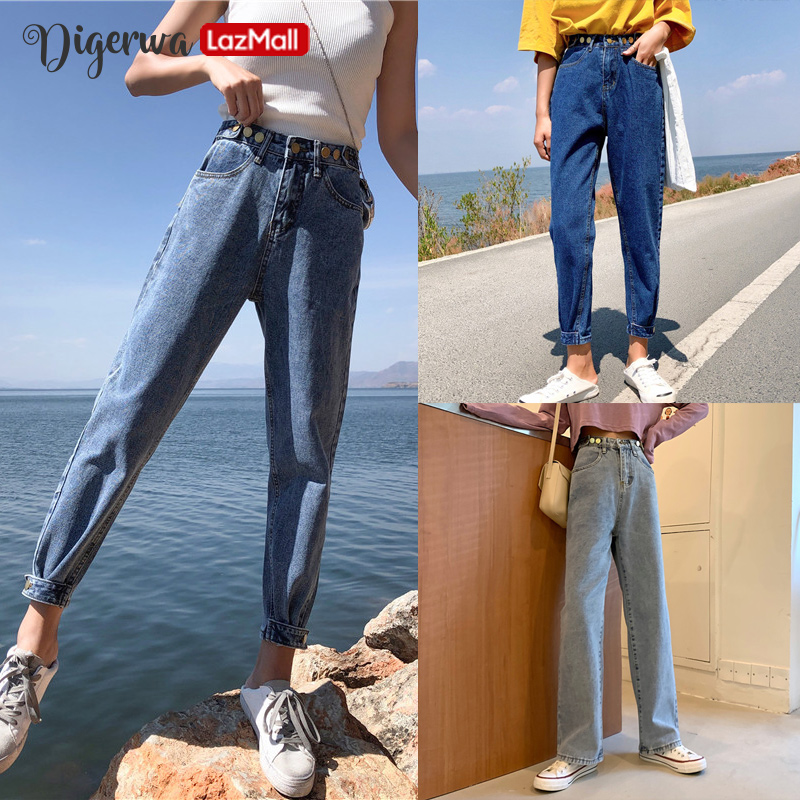 Digerwa กางเกงยีนส์ ออกแบบให้มีแฟชั่น กางเกงเอวสูง  ผ้ายีนส์เเท้ ผ้ายีนส์ดีสวมใส่สบาย   ทรงสวยเข้ารูป ปลายรุ่ย ทรงคลาสสิค  DGMALL-5114