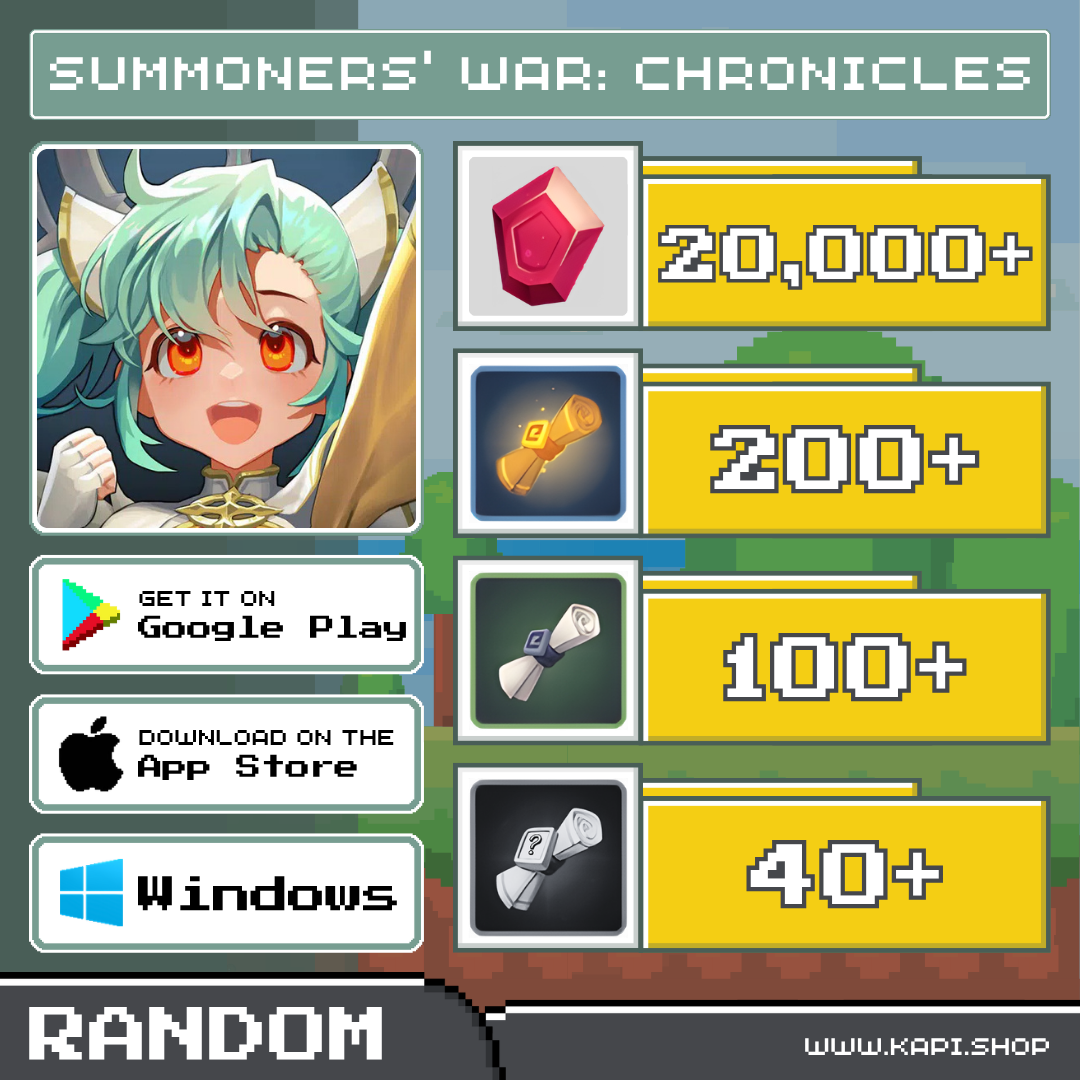 Summoners War: Chronicles (Asia-Random) - 20,000+ Crystals ราคา 40 บาท*ส่งฟรี