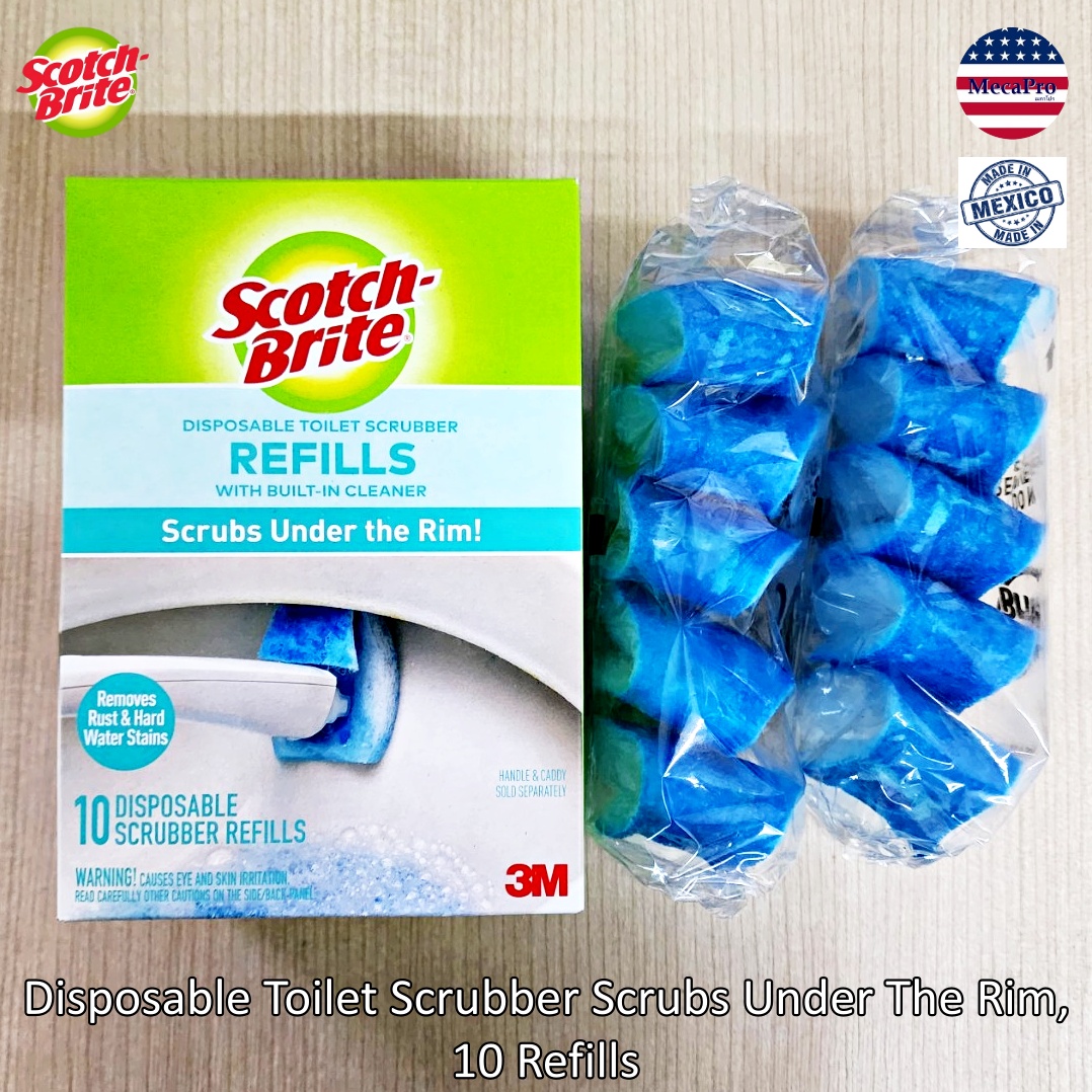 Scotch-Brite Disposable Toilet Scrubber Refills with Built-In Cleaner,  Scrubs Under the Rim, Removes Rust & Hard Water Stains, 10 Refills